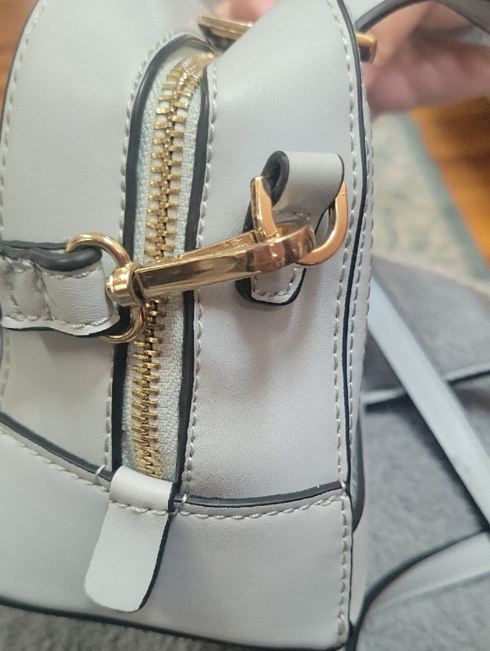 Structured Baby Blue Mini Satchel Bag with Detachable Strap - Picture 4 of 10